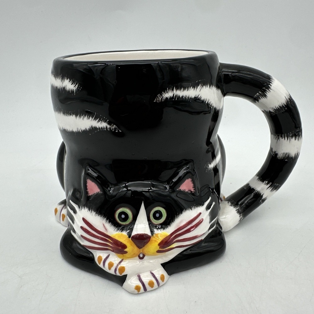 Bella Casa Ganz Colorful Ceramic Cat Coffee Tea Mug - EUC